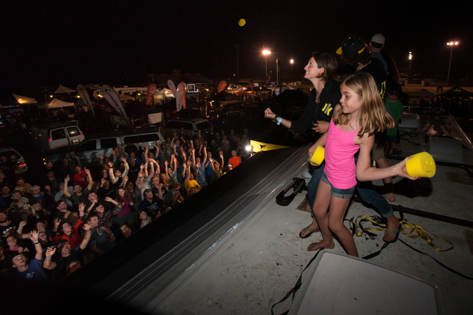 Abby going rock star throwing prizes off the Jackson Kayak RV at Gauley Fest 2014